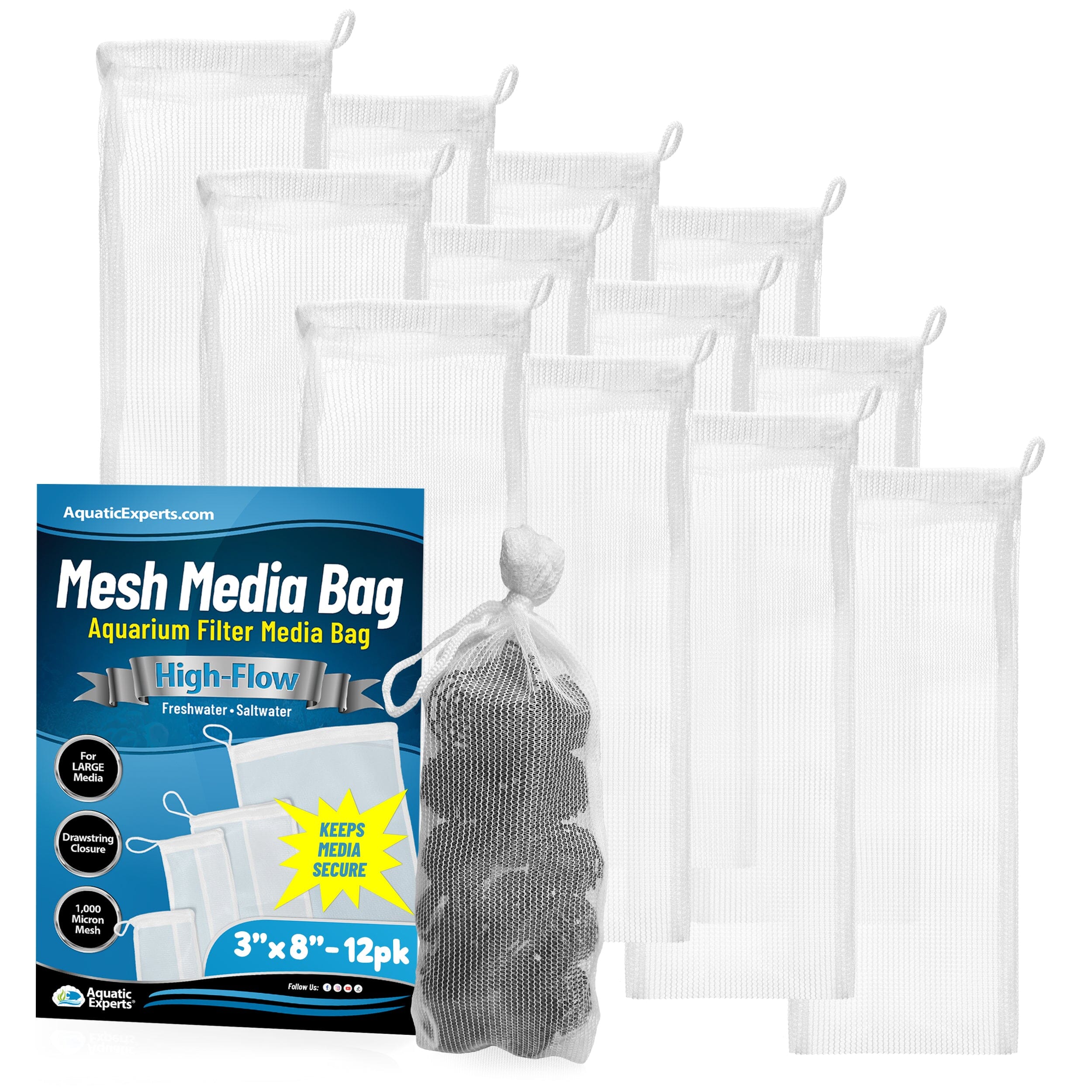 Aquatic Experts Aquarium Filter Bag - High Flow Mesh Media Bags - Ideal for Efficient Aquarium Filtration