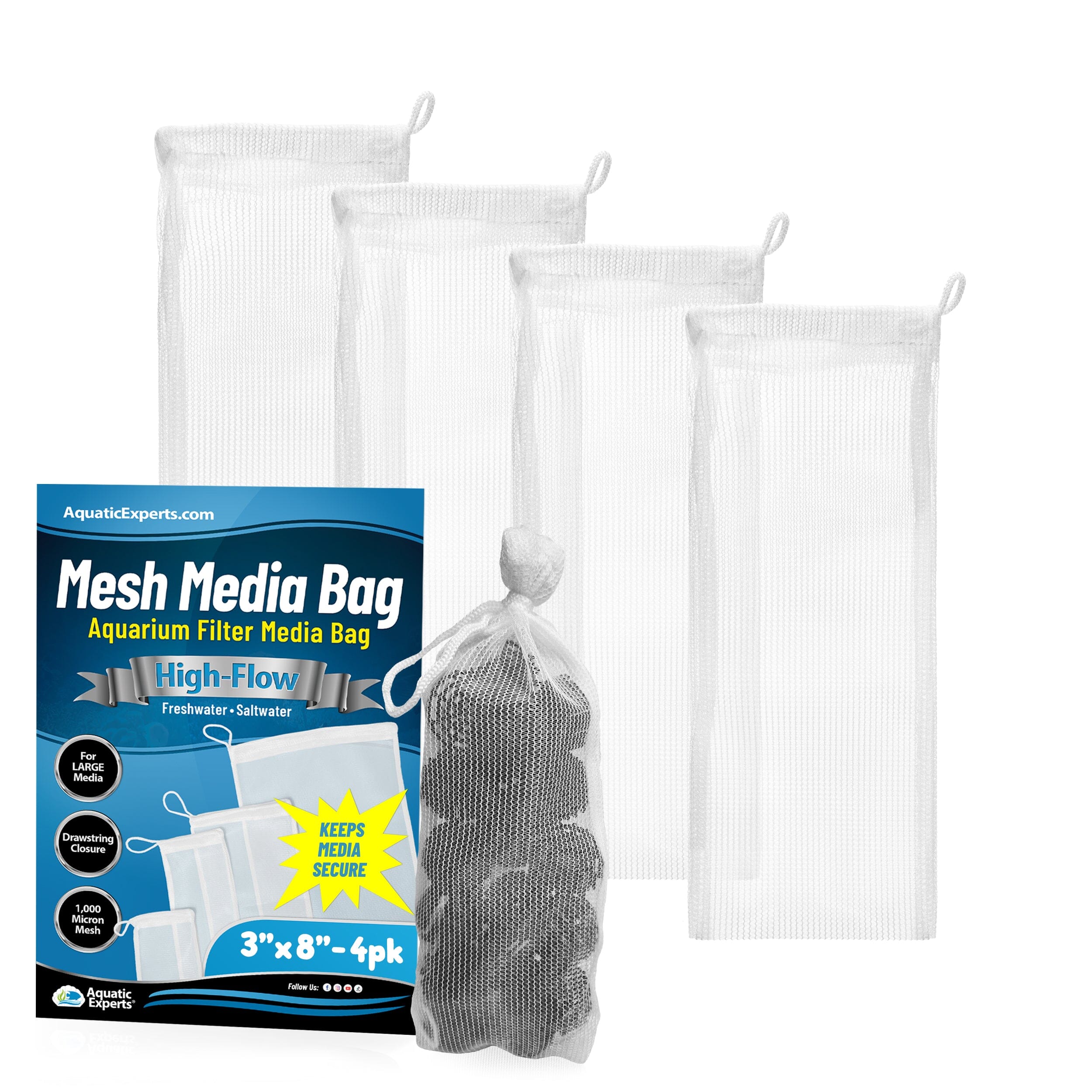 Aquatic Experts Aquarium Filter Bag - High Flow Mesh Media Bags - Ideal for Efficient Aquarium Filtration