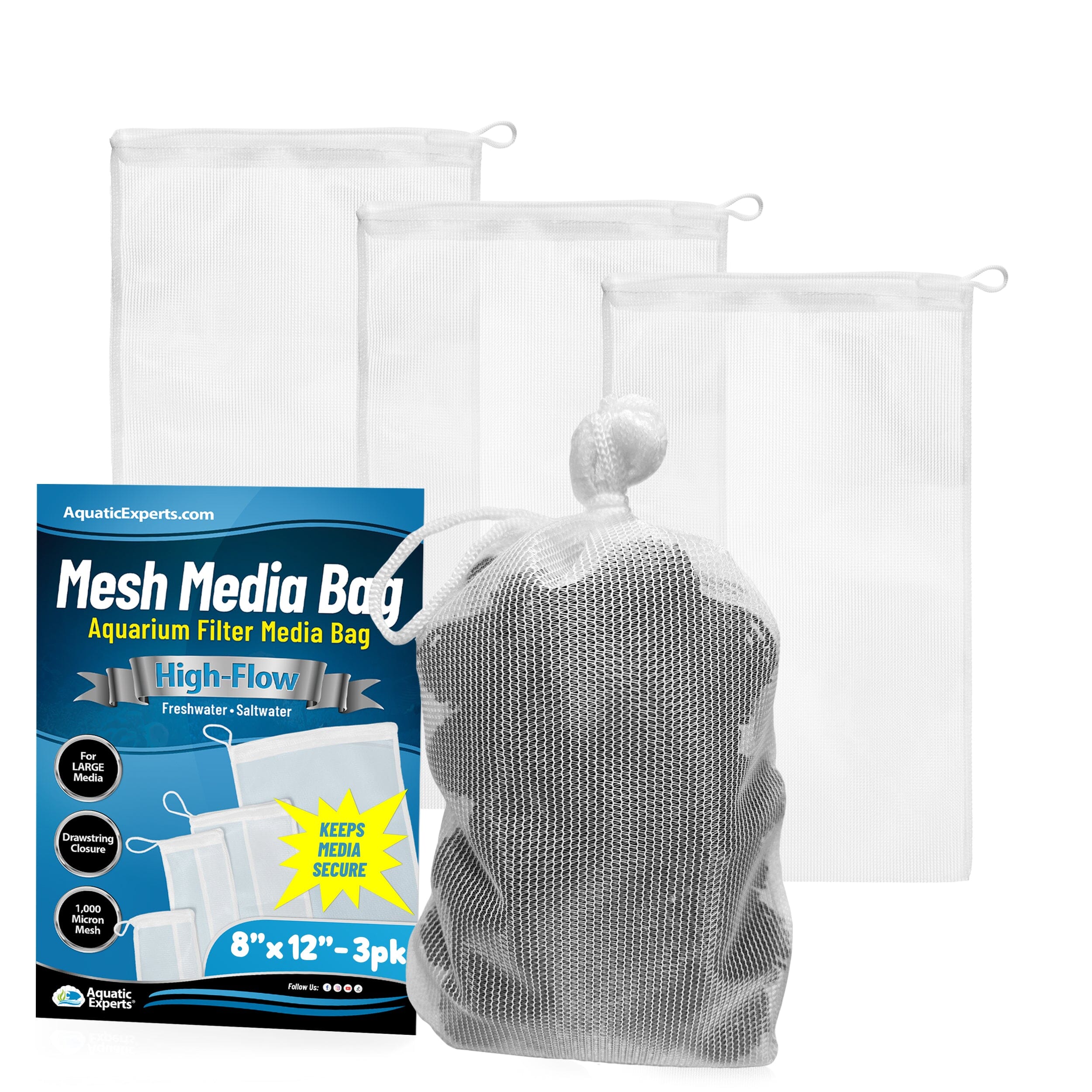 Aquatic Experts Aquarium Filter Bag - High Flow Mesh Media Bags - Ideal for Efficient Aquarium Filtration