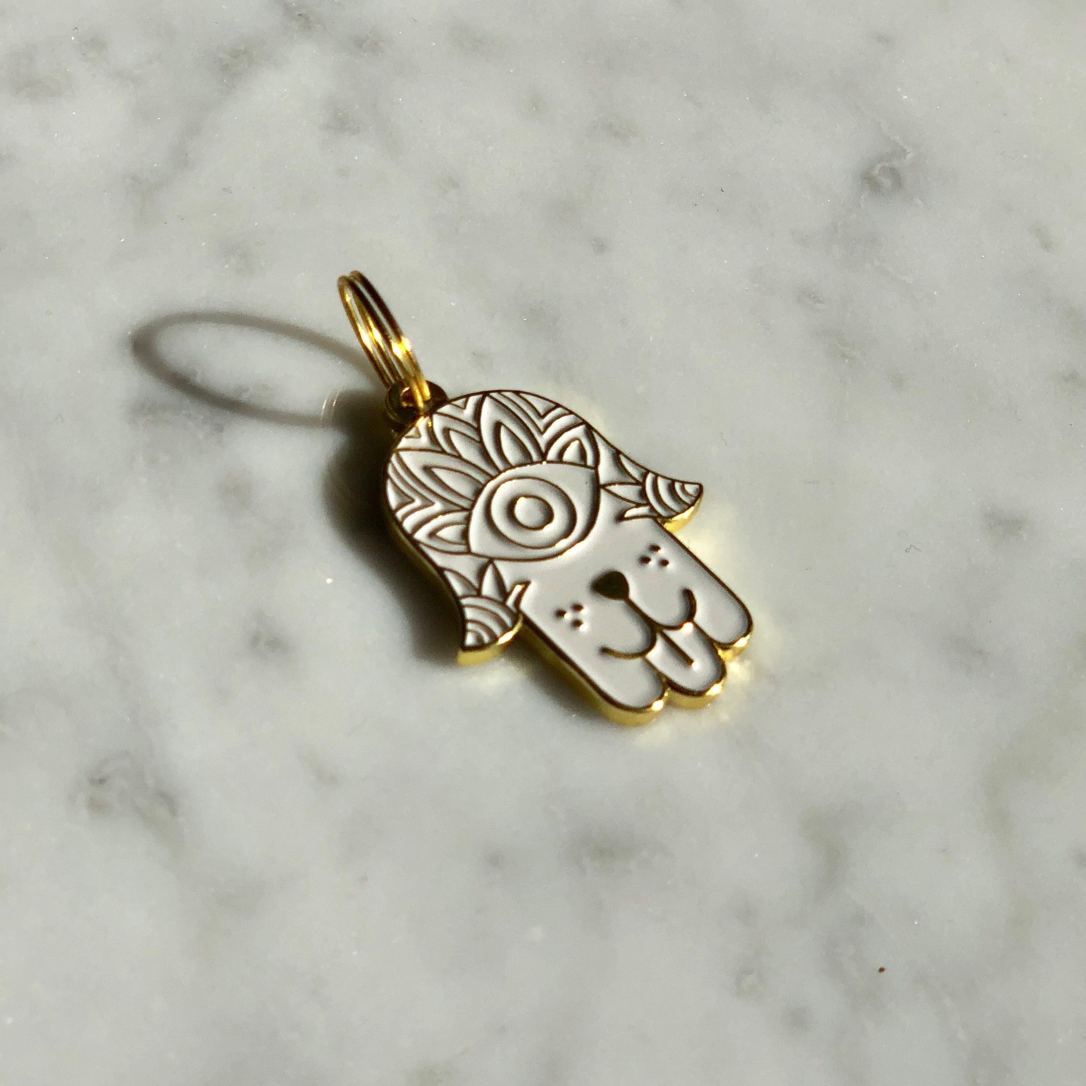 Hamsa - Gold & White - Pet ID Tag