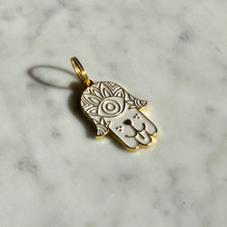 Hamsa - Gold & White - Pet ID Tag