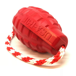 USA-K9 Grenade Durable Rubber Chew Toy, Treat Dispenser, Reward Toy, Tug Toy, and Retrieving Toy