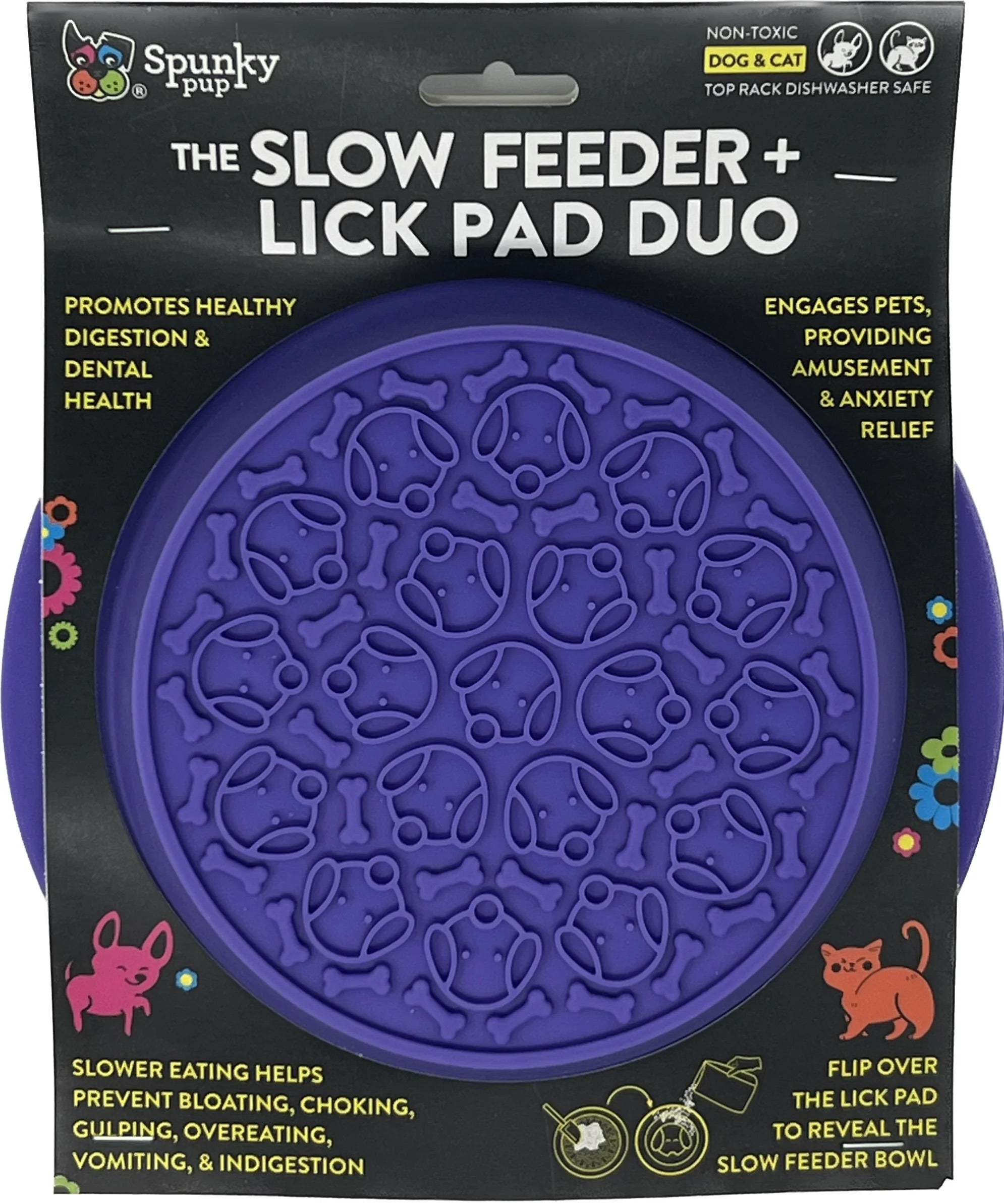 Spunkypup Slow Feeder & Lick Pad Duo Combo Bowl