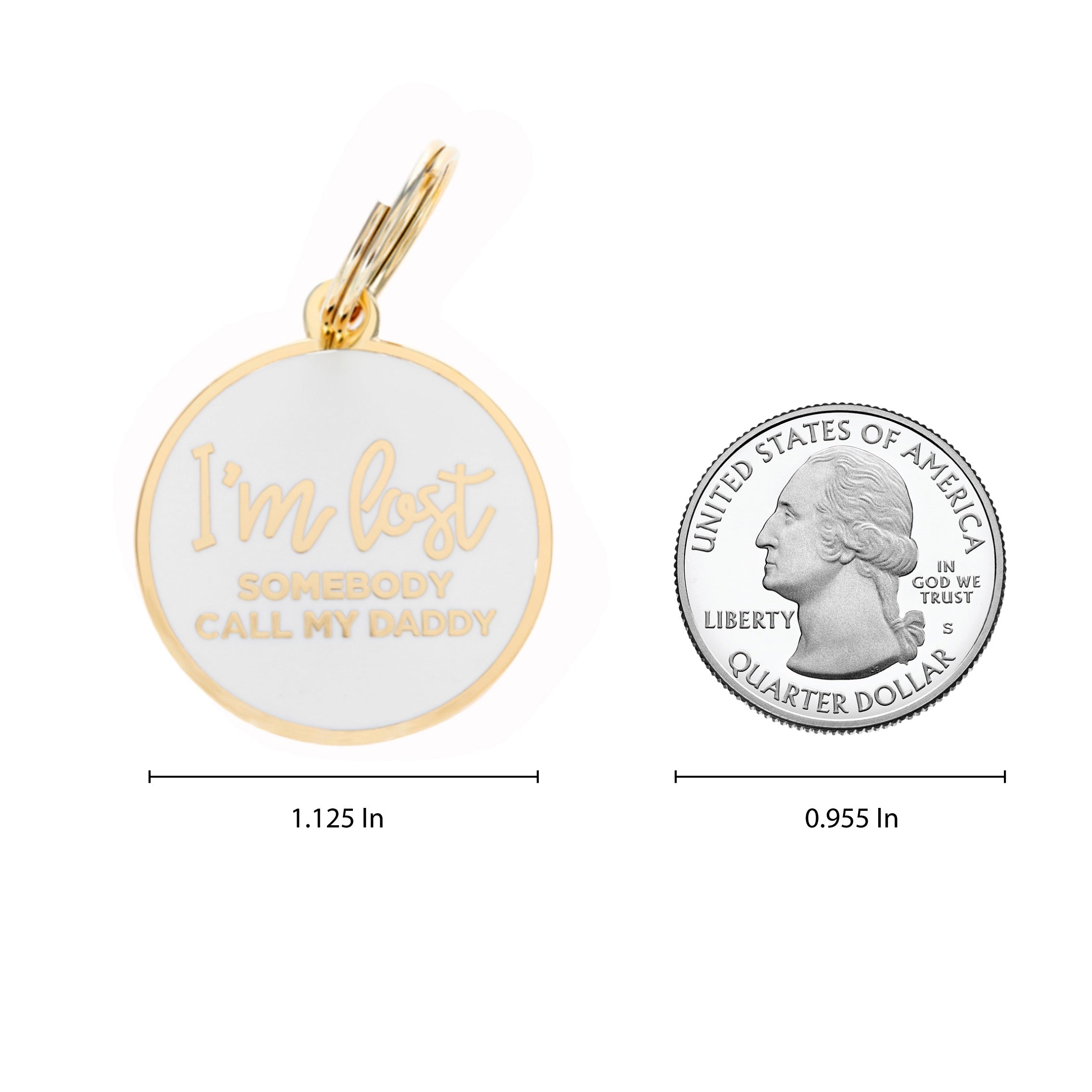 I'm Lost - Daddy - Gold & White - Pet ID Tag