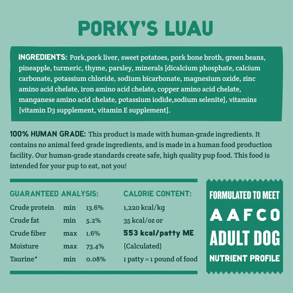 A Pup Above Grain Free Porky's Luau Fresh Dog Food
