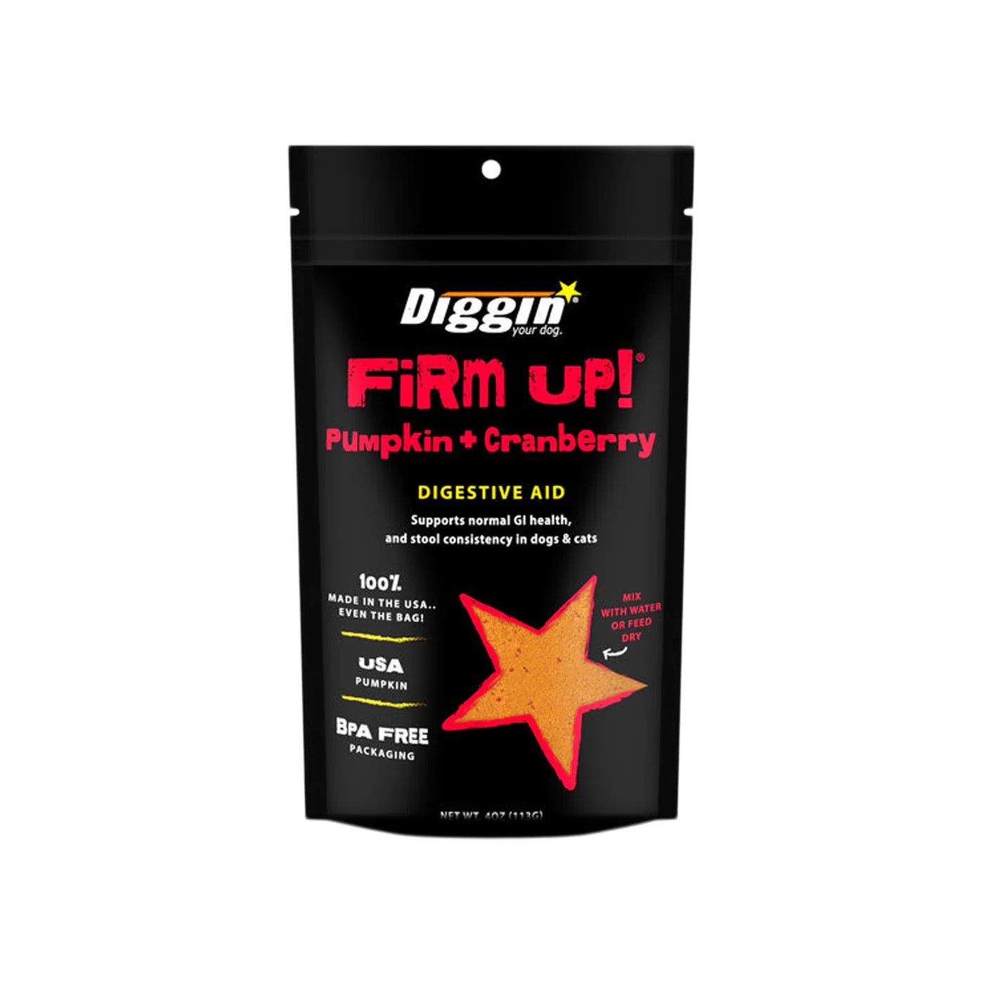Diggin Your Dog Firm Up! Dog & Cat Pumpkin + Cranberry Digestive Aid (4oz)
