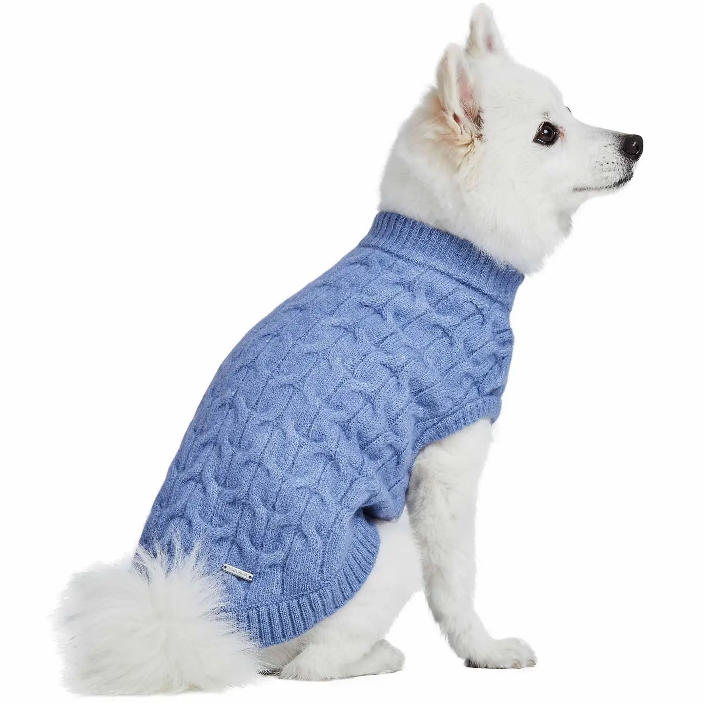 Blueberry Pet Crew-neck Fuzzy Textured Knit Dog Sweater | Heather Blue