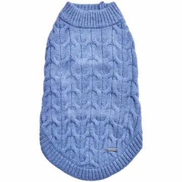 Blueberry Pet Crew-neck Fuzzy Textured Knit Dog Sweater | Heather Blue