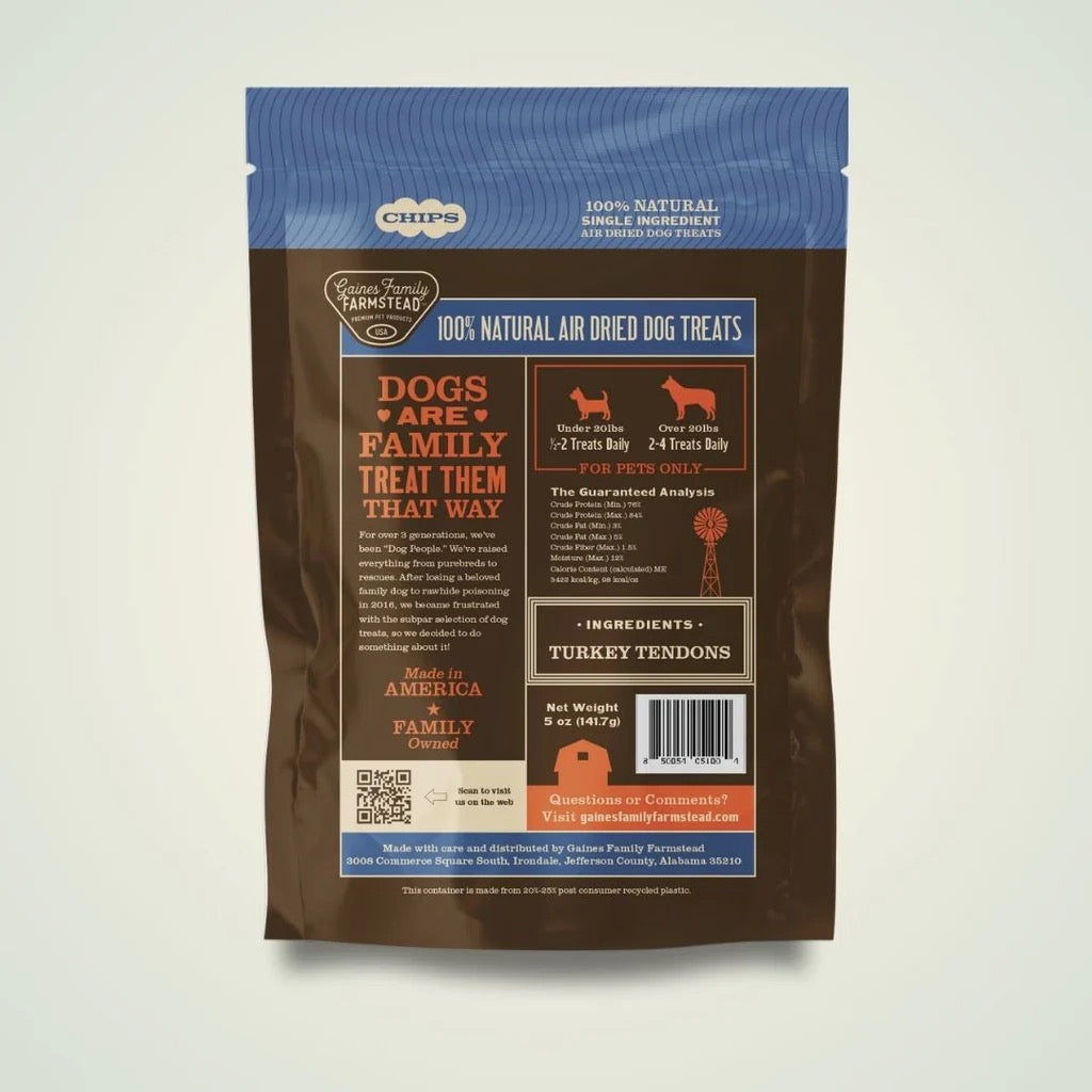 Gaines Family Farmstead Air Dried Turkey Tendon Chips (4.5oz)