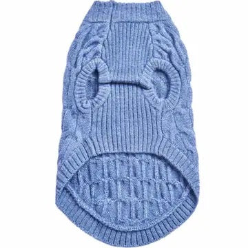 Blueberry Pet Crew-neck Fuzzy Textured Knit Dog Sweater | Heather Blue