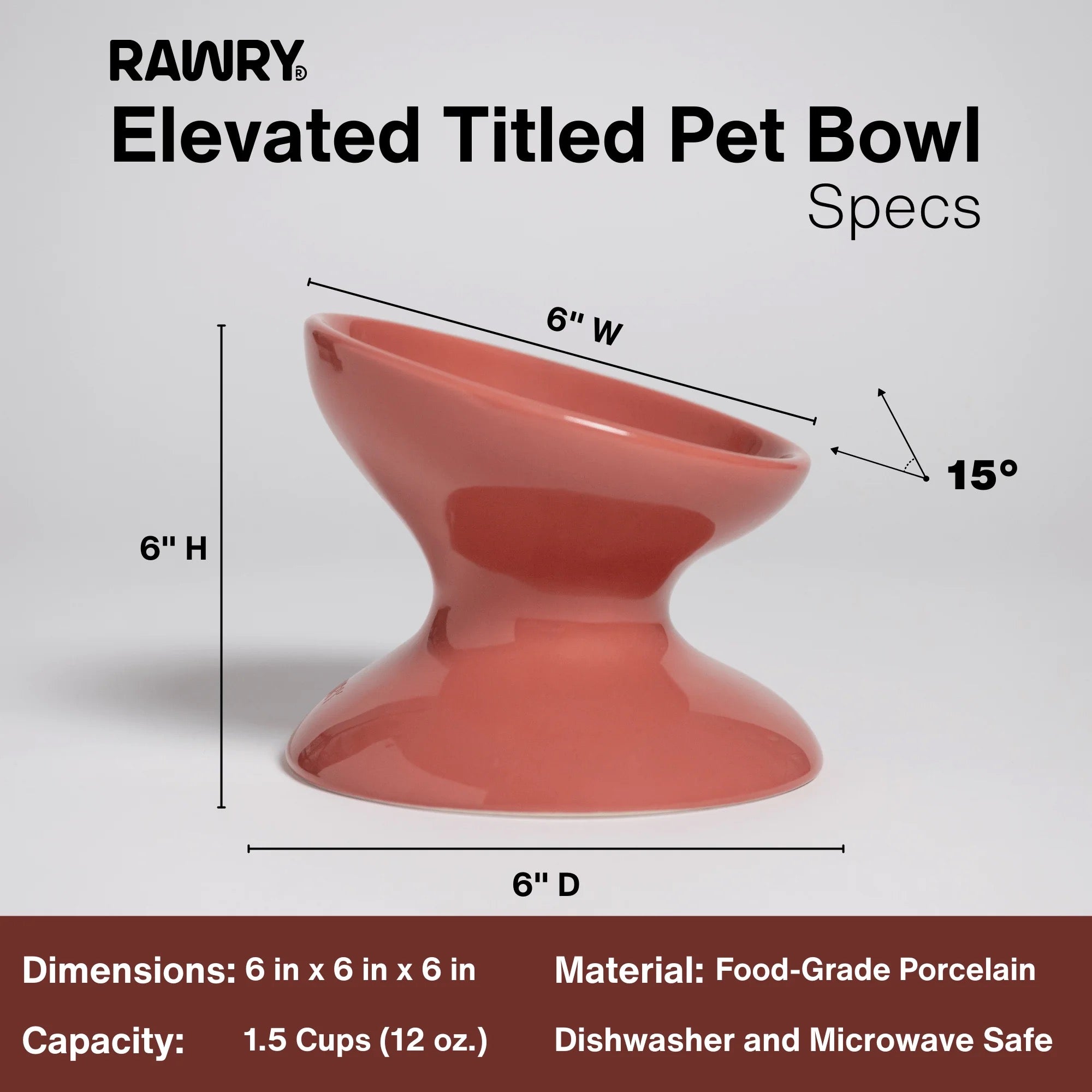 Rawry Elevated Tilted Ceramic Pet Bowl (Plum)