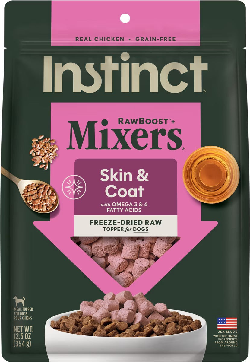 Instinct Raw Boost Mixers Skin and Coat Grain Free Freeze Dried Chicken Food Topper (12.5oz)