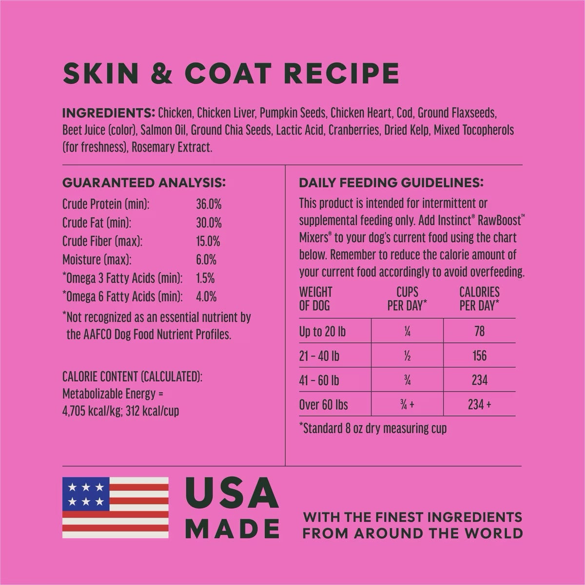 Instinct Raw Boost Mixers Skin and Coat Grain Free Freeze Dried Chicken Food Topper (12.5oz)