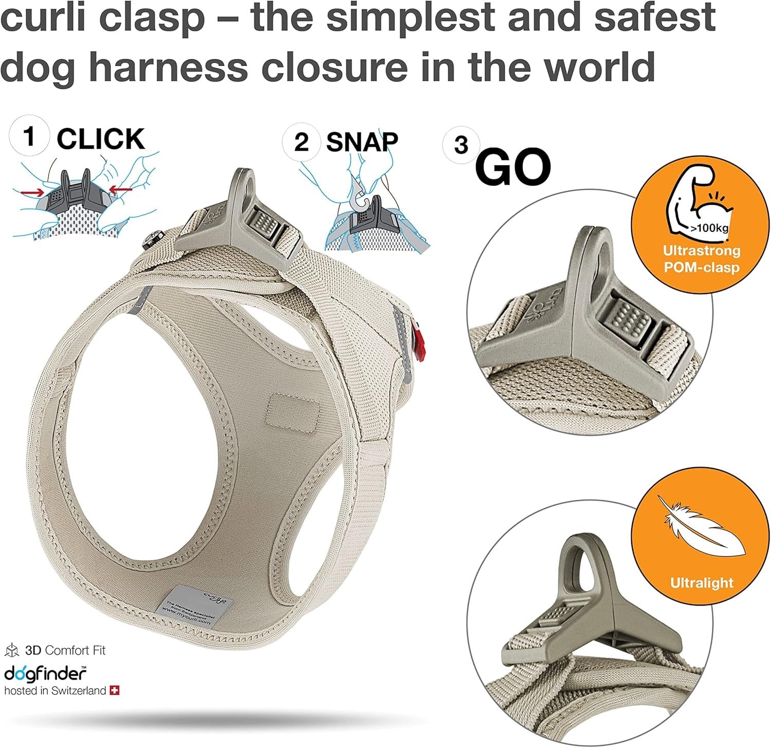 Curli Air Mesh Clasp Tan Vest Harness