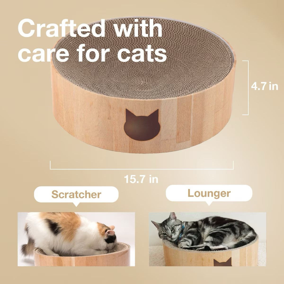 Necoichi Cozy Cat Scratcher Bowl | Oak / L