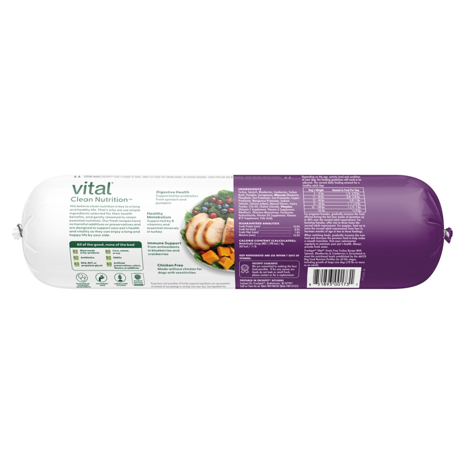 Freshpet Vital Grain Free Turkey Recipe Dog Food (2lb)