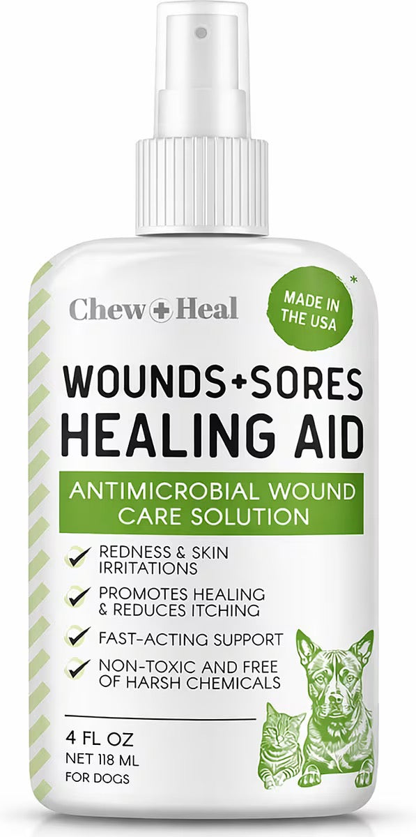 Chew + Heal Wounds + Sores Healing Aid Spray for Dogs & Cats 4oz