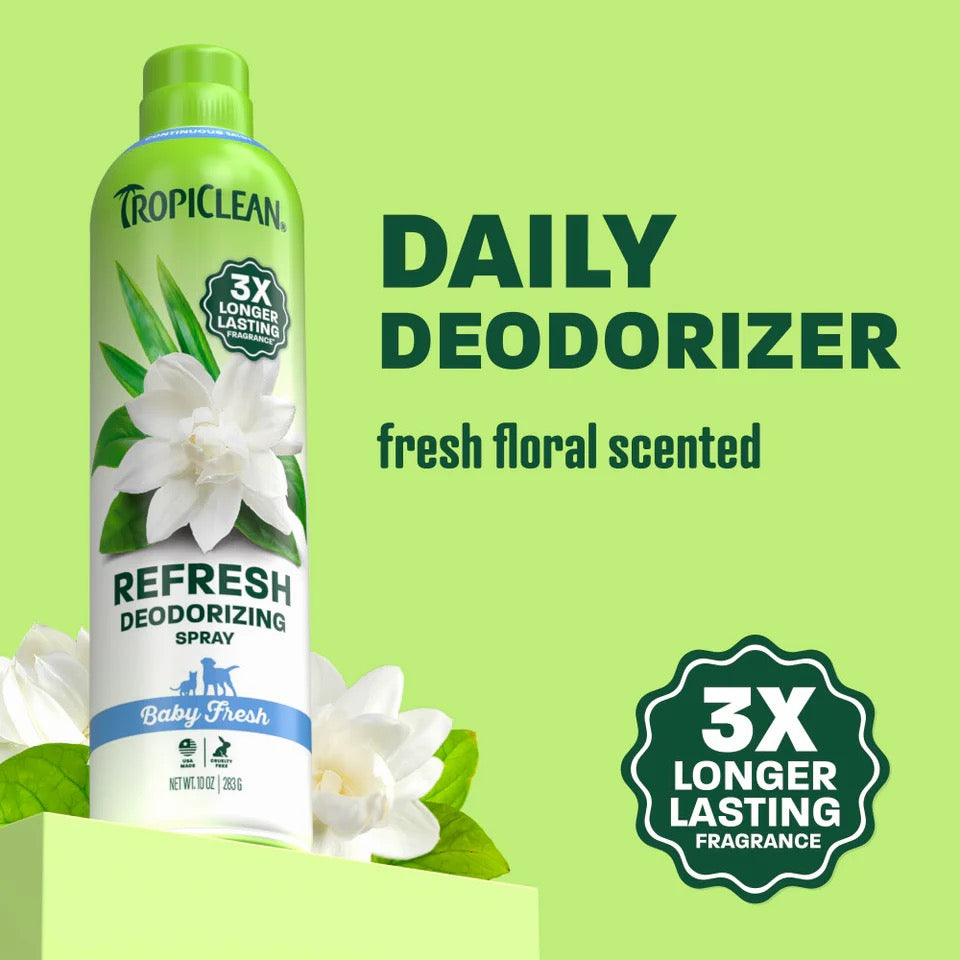 TropiClean Deodorizing Spray Baby Fresh Scent for Dogs (10oz)