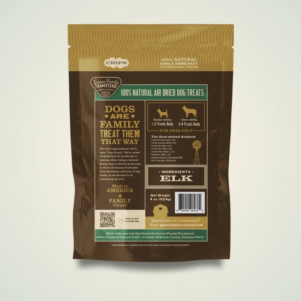 Gaines Family Farmstead Air Dried Elk Chips (4.5oz)