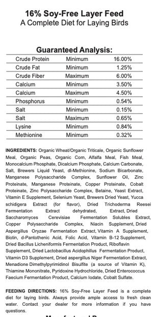 Stone House Grain 16% Organic Soy Free Poultry Layer Feed (50lb)