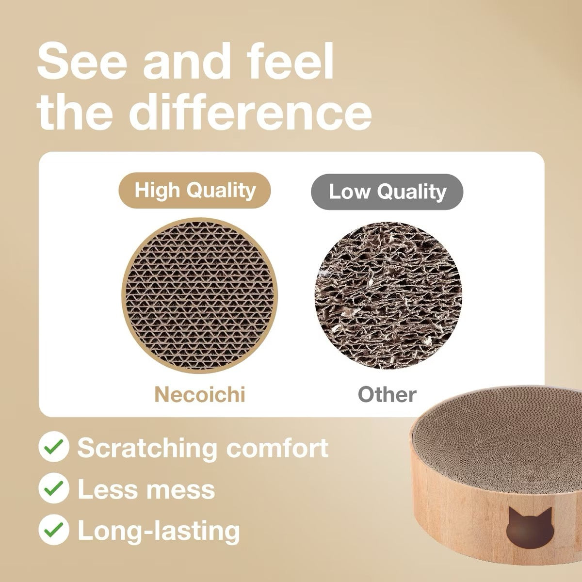 Necoichi Cozy Cat Scratcher Bowl | Oak / L