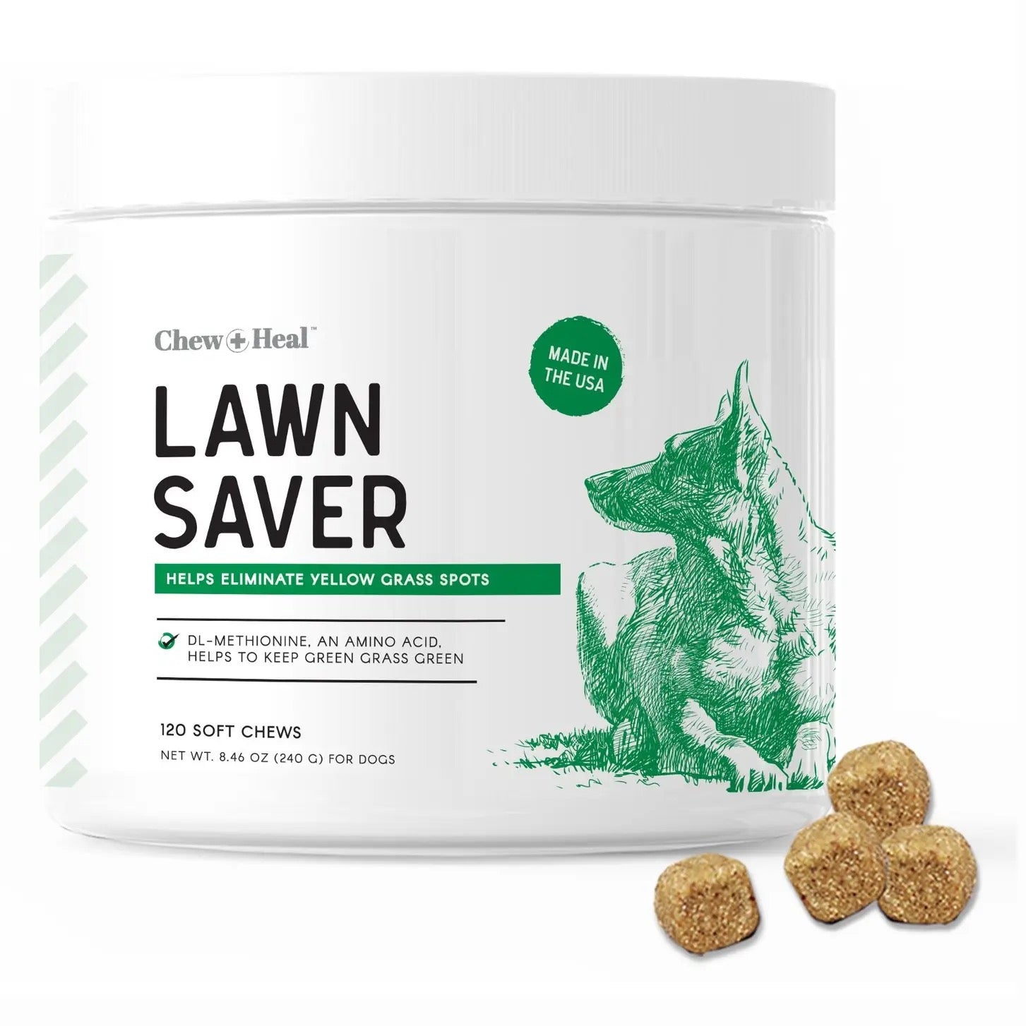 Chew + Heal Grass Saver Chews For Dogs | Dog Urine Grass Saver | 120 Soft Chews