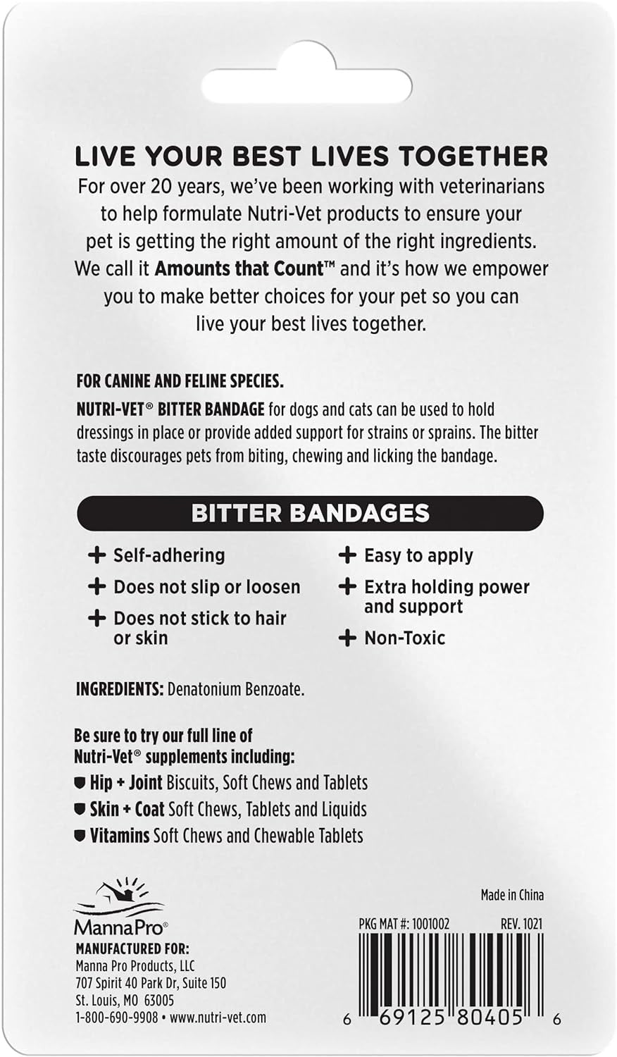 2" Nutri-Vet Bitter Bandage for Dogs & Cats