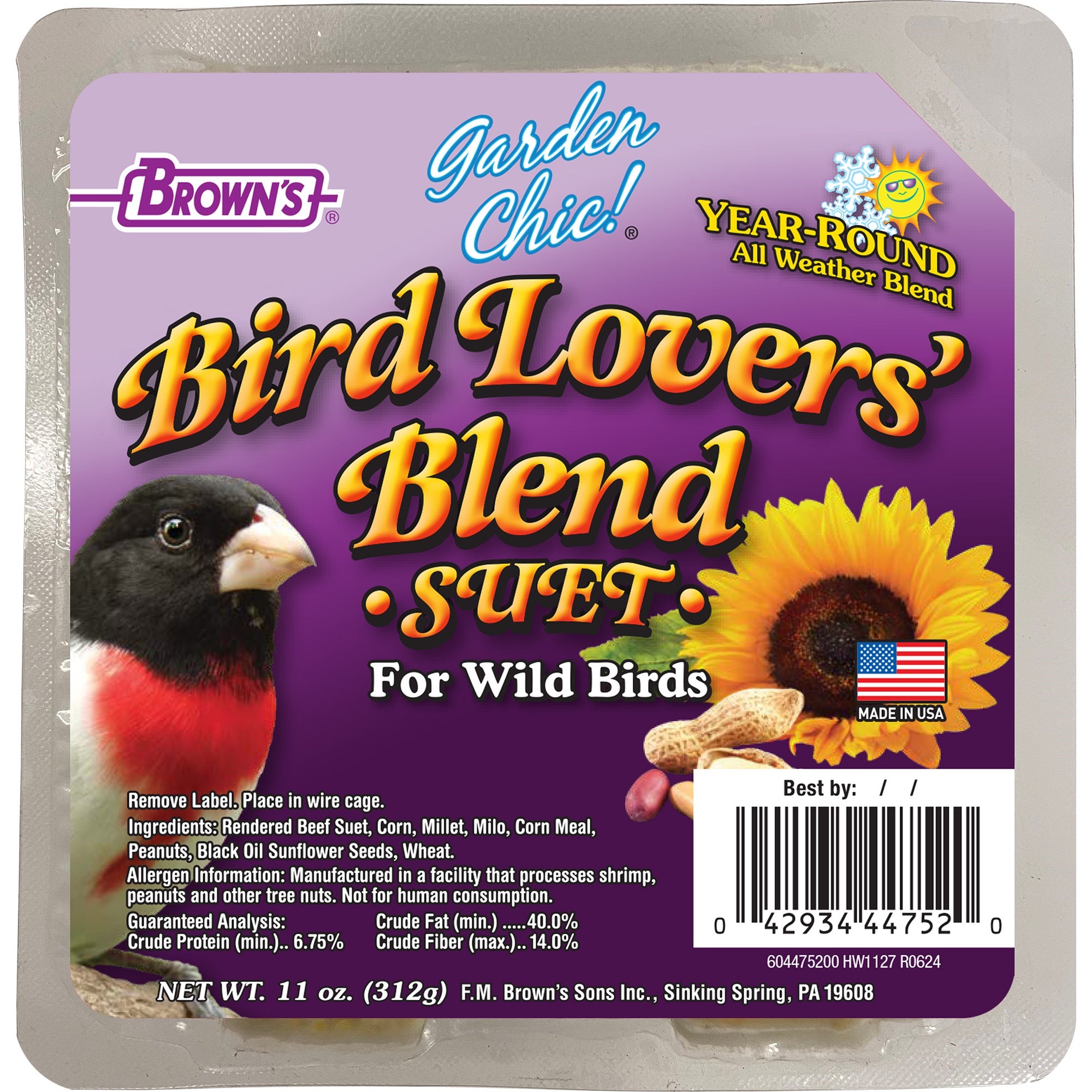 FM Brown's Garden Chic! Bird Lover's Blend Suet 11 oz