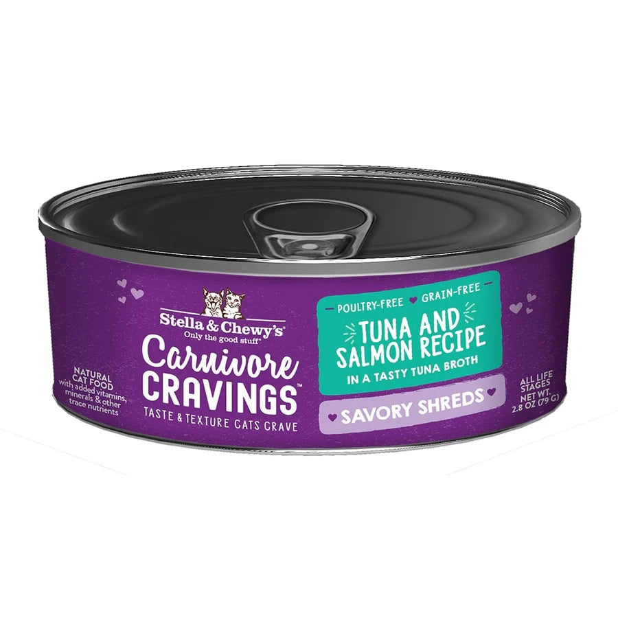 Stella & Chewy's Carnivore Cravings Savory Shreds Tuna & Salmon in Broth (2.8oz)