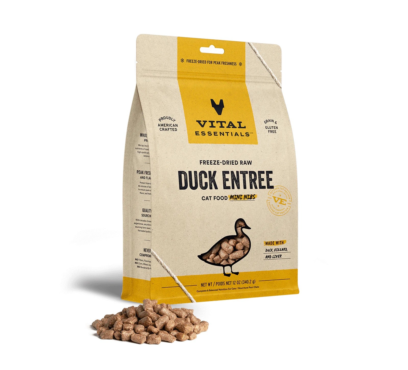 Vital Essentials Mini Nibs Duck Entree Freeze Dried Raw Cat Food (8oz)