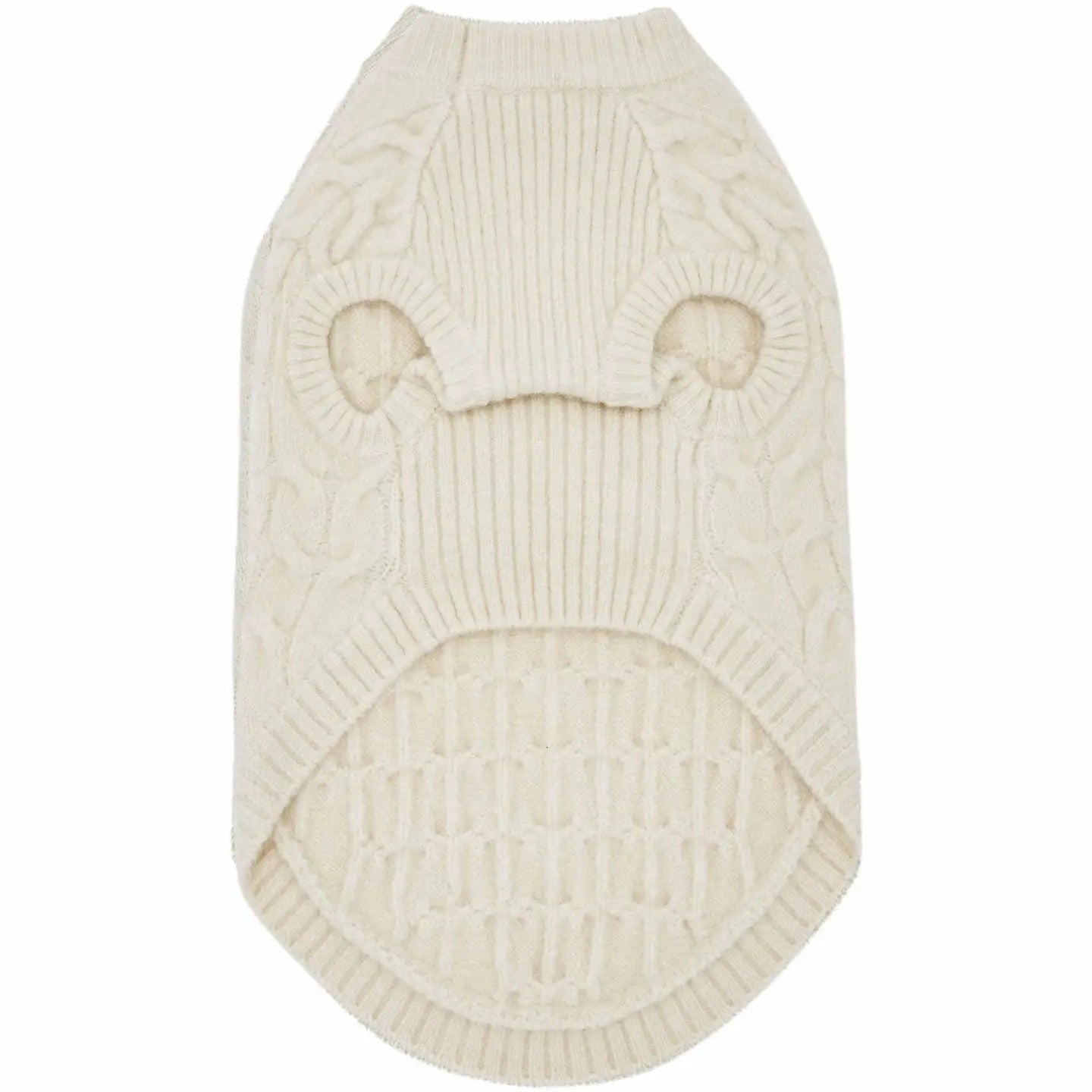 Blueberry Pet Crew-neck Fuzzy Textured Knit Dog Sweater | Ivory