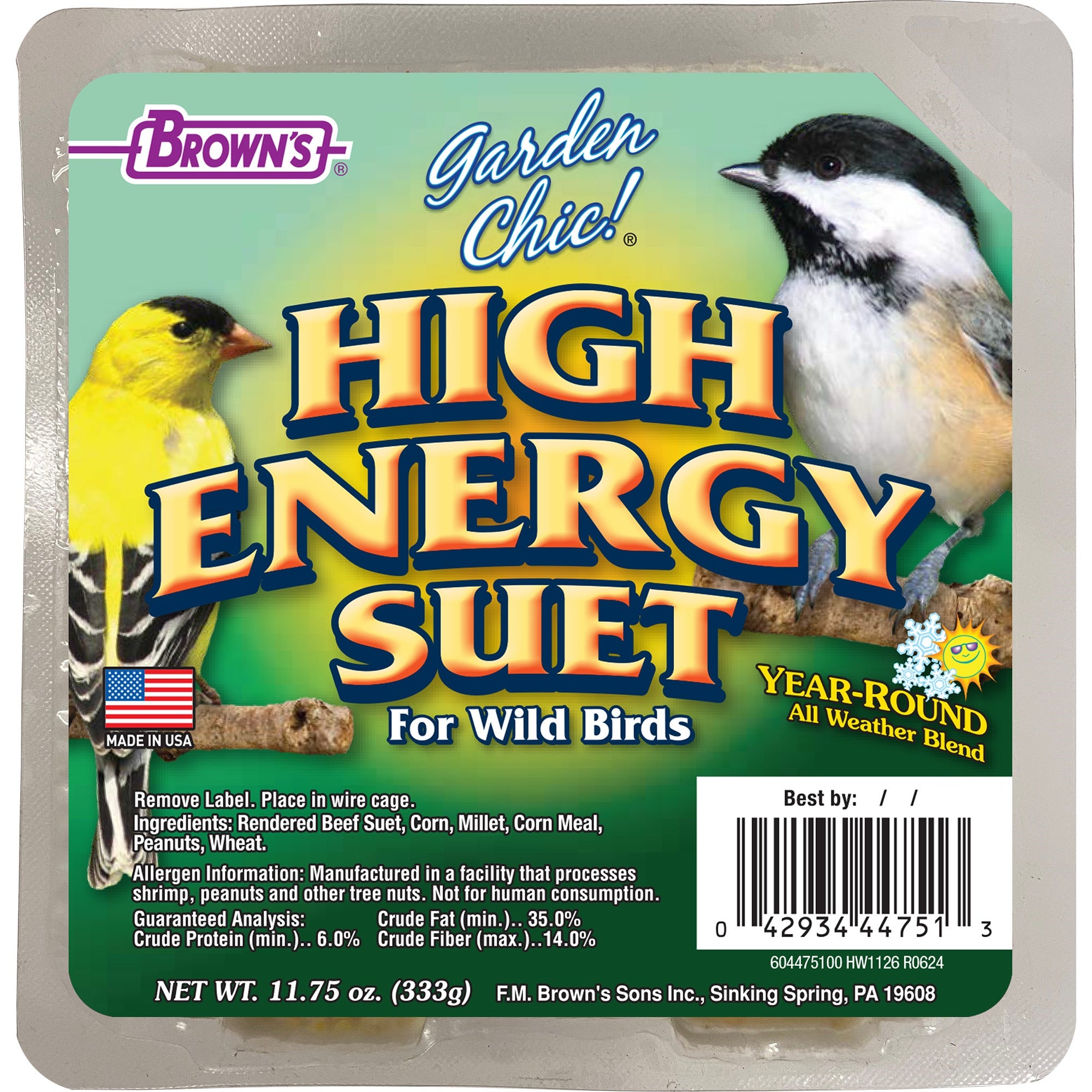 FM Brown's Garden Chic! High Energy Suet 11.75 oz