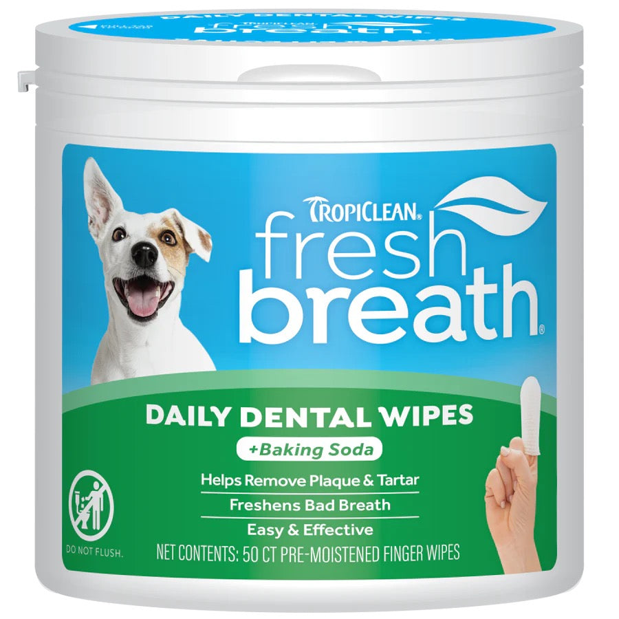 Tropiclean Fresh Breath Finger Dental Wipes for Dog & Cats (50ct)