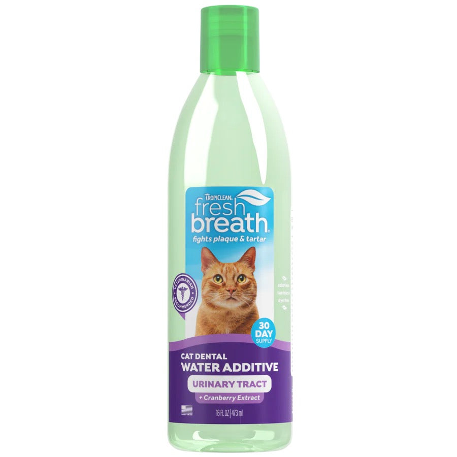 Tropiclean Fresh Breath Dental Water Additive +Urinary Tract Support for Cats (16oz)