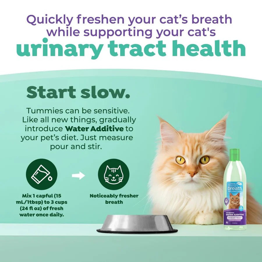 Tropiclean Fresh Breath Dental Water Additive +Urinary Tract Support for Cats (16oz)