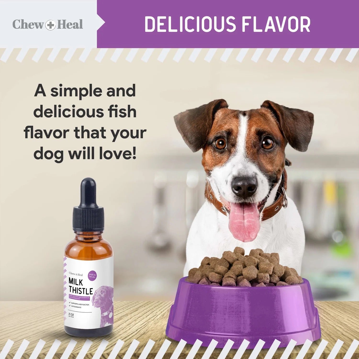 Chew + Heal Milk Thistle Tincture with Moringa & Salmon Oil for Dogs 2oz