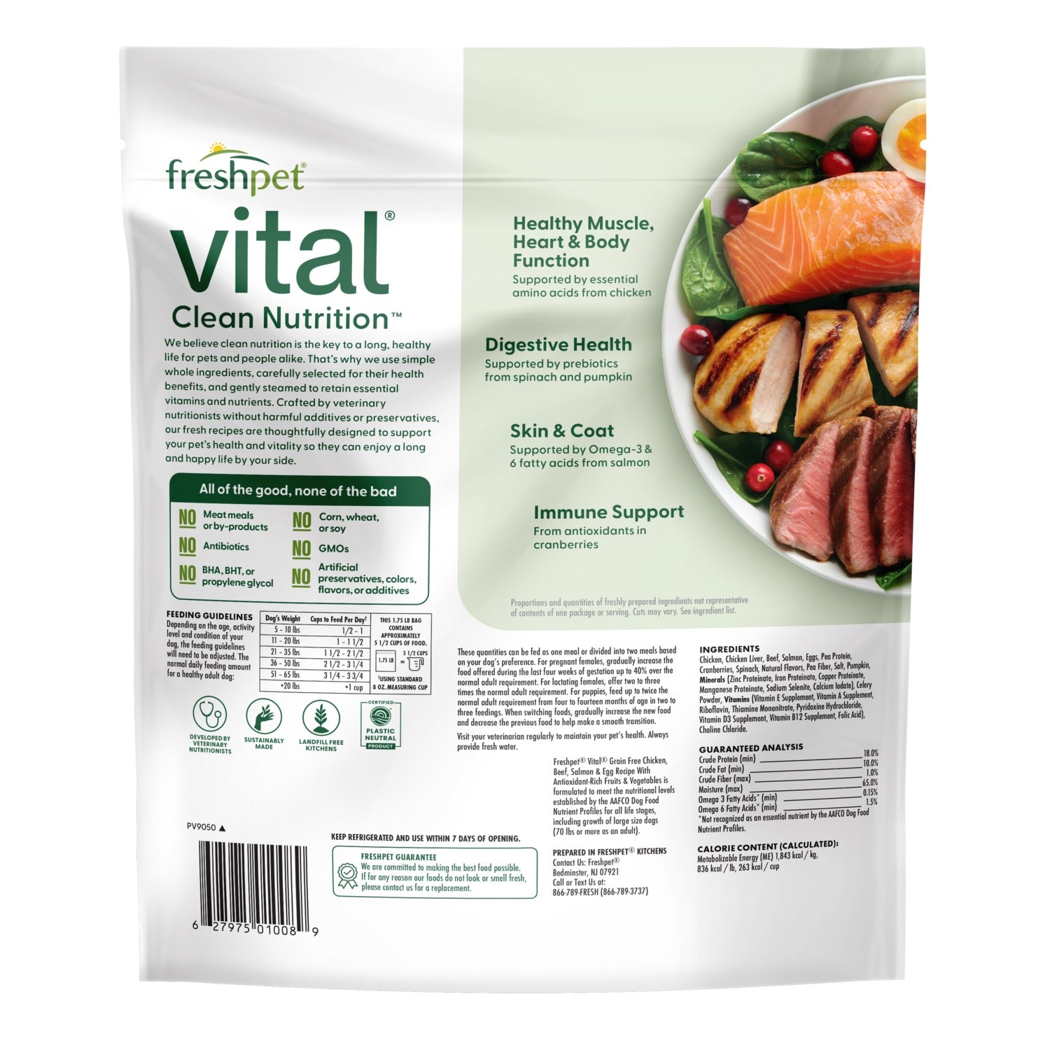 Freshpet Vital Grain Free Chicken, Beef, Salmon & Egg Dog Food (2lb)