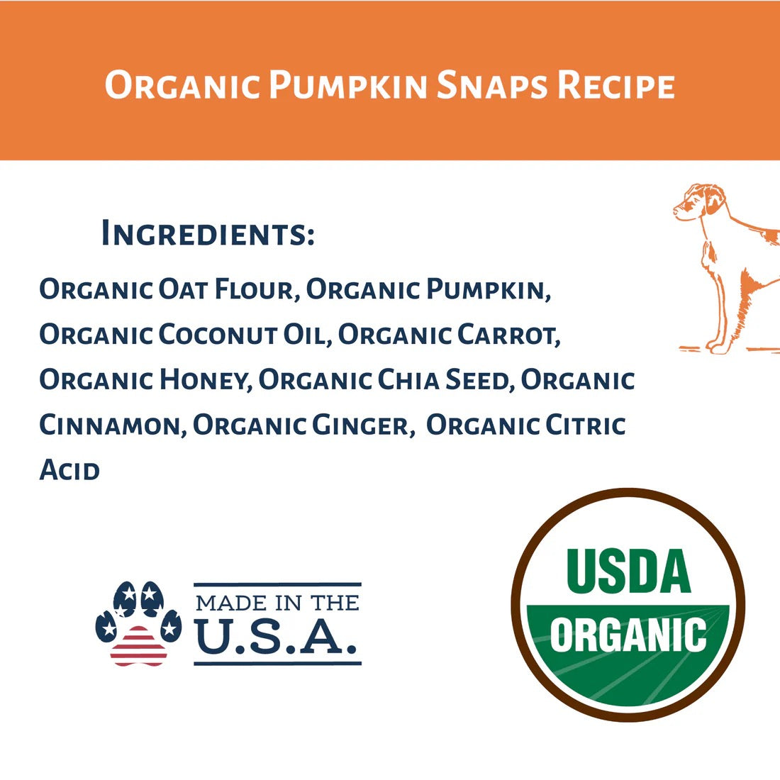 Dog Mamma's Organic Pumpkin Snaps Recipe Oven Baked Dog Treats (6oz)