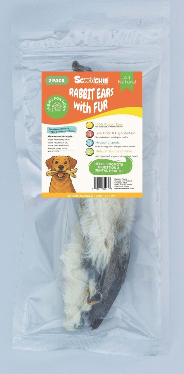Scoochie Rabbit Ears with Fur (2 Pack)