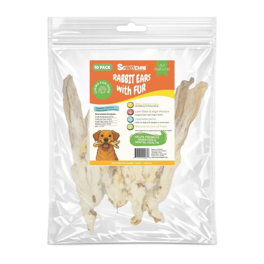 Scoochie Rabbit Ears with Fur (10 Pack)