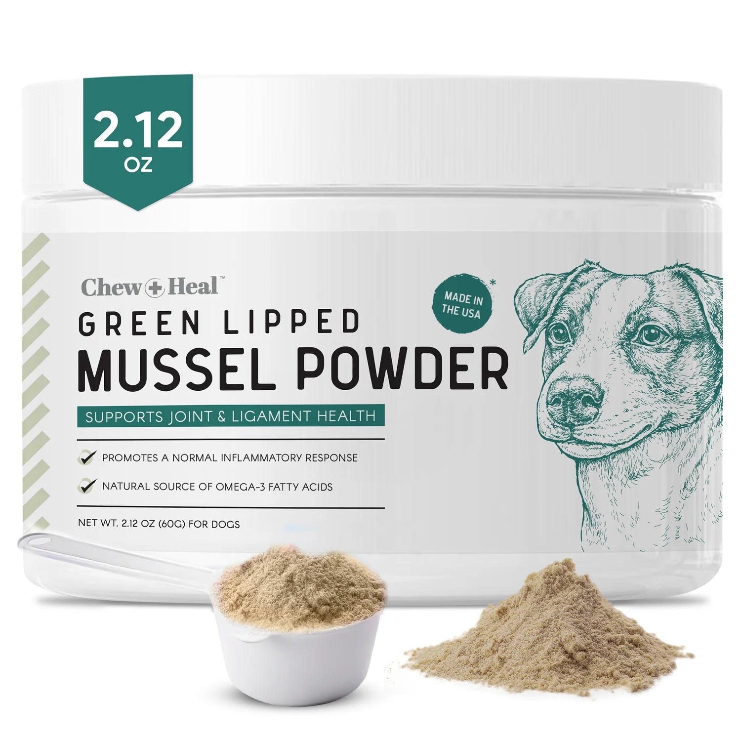 Chew + Heal Green Lipped Mussel Powder for Hip & Joint | 2oz