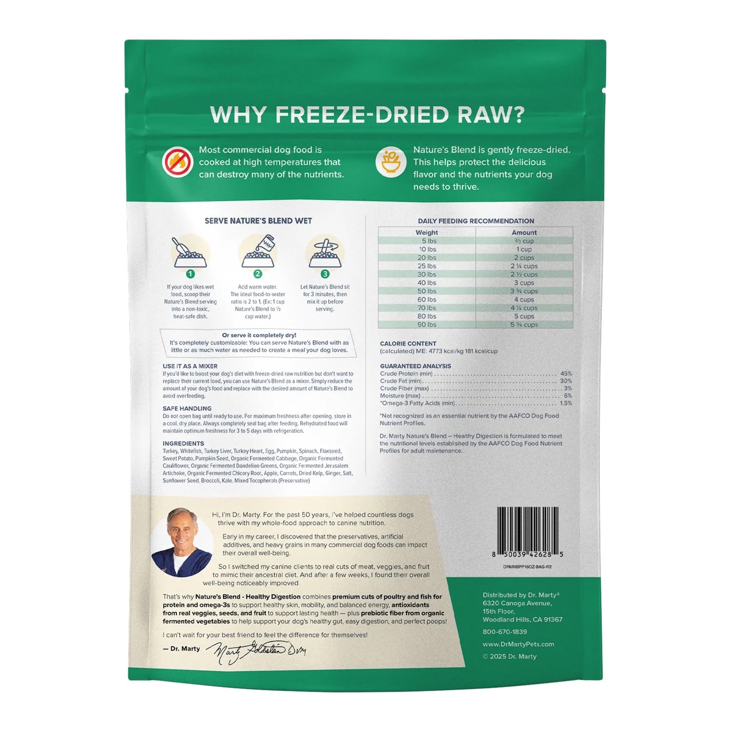 Dr Marty's Freeze Dried Raw Healthy Digestion Dog Food (16oz)