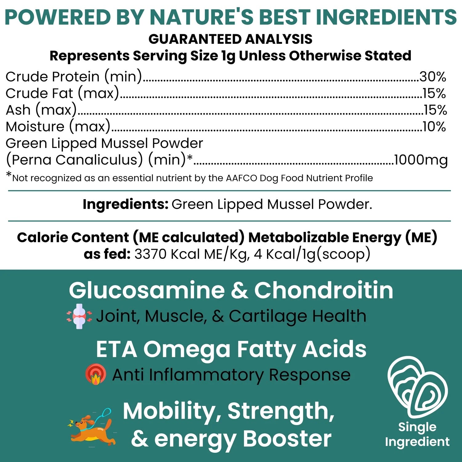 Chew + Heal Green Lipped Mussel Powder for Hip & Joint | 2oz