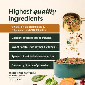 Instinct Fresh Dried Meal Blends Freeze Dried Chicken & Harvest Blend Dog Food (3oz)