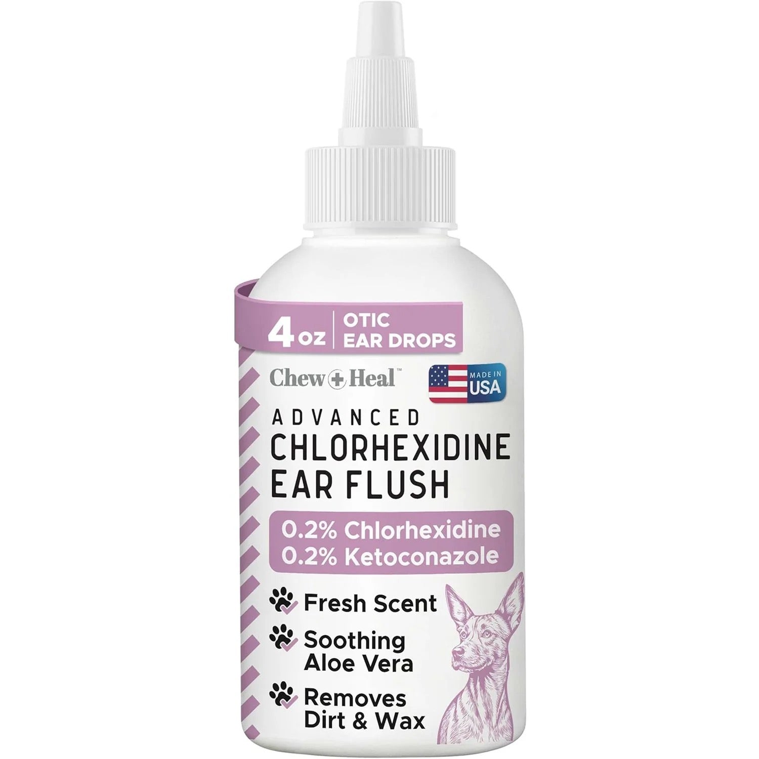 Chew + Heal Advanced Chlorhexidine Ear Flush for Dogs 4oz