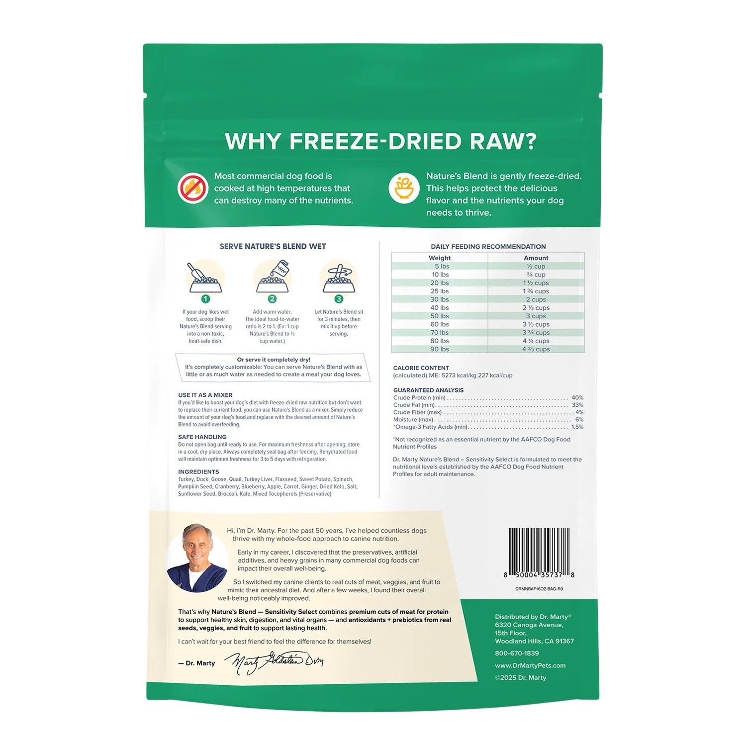 Dr Marty's Freeze Dried Raw Sensitivity Select Dog Food (16oz)