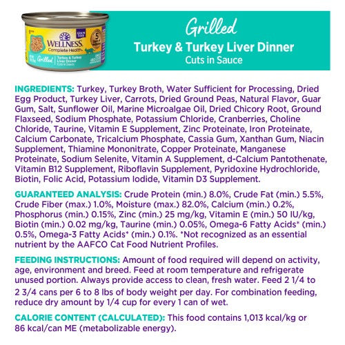 Wellness Complete Health Grilled Turkey & Turkey Liver Wet Cat (3oz)
