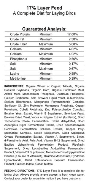 Stone House Grain 17% Organic Poultry Layer Feed (50lb)