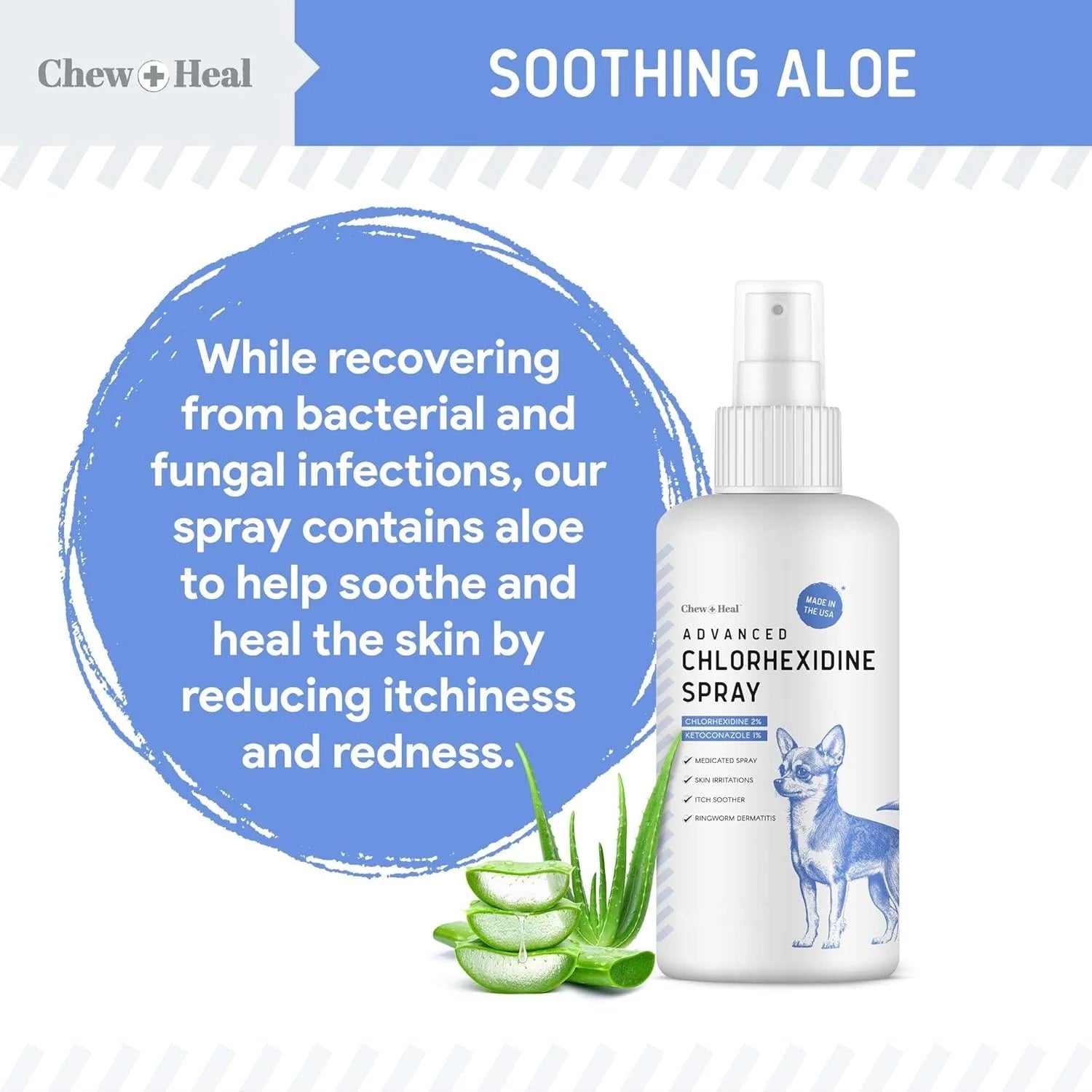 Chew + Heal Advanced Chlorhexidine Medicated Wound Care Spray for Dogs 4oz