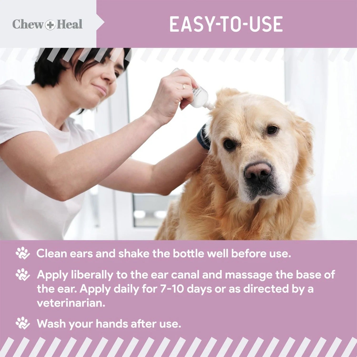 Chew + Heal Advanced Chlorhexidine Ear Flush for Dogs 4oz